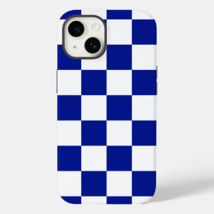 Royal Blue and White Chequered Pattern Case-Mate iPhone 14 Case
