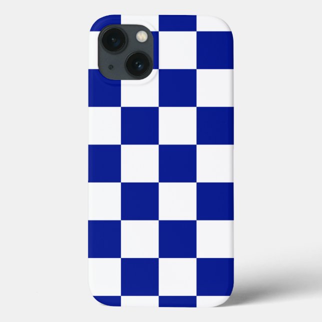 Royal Blue and White Chequered Pattern Case-Mate iPhone Case (Back)