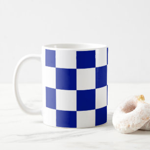 Royal Blue and White Chequered Pattern Coffee Mug