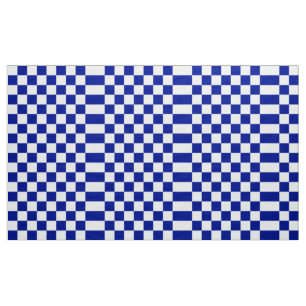 Royal Blue and White Chequered Pattern Fabric