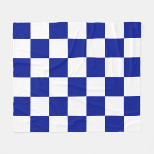 Royal Blue and White Chequered Pattern Fleece Blanket
