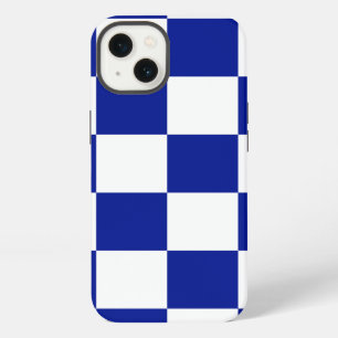 Royal Blue and White Chequered Pattern iPhone 13 Case