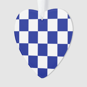 Royal Blue and White Chequered Pattern Ornament