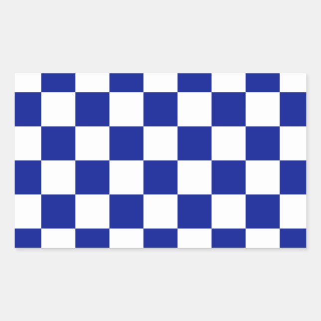 Royal Blue and White Chequered Pattern Sticker (Front)