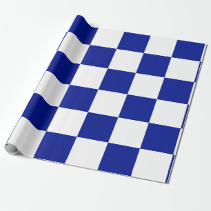 Royal Blue and White Chequered Pattern Wrapping Paper