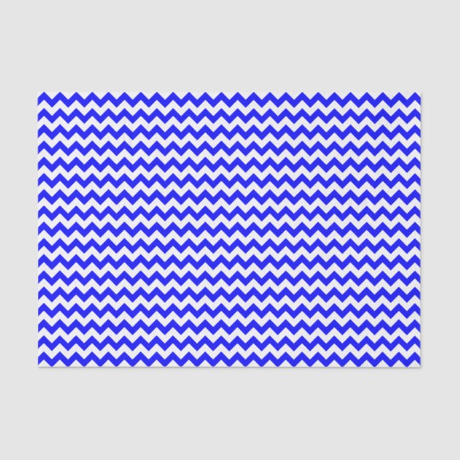 Royal blue and white chevron pattern custom tissue paper (Front)
