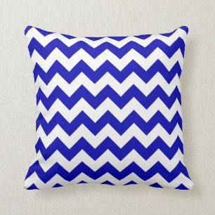 Royal Blue and White Chevron Throw Pillow
