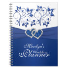 Royal Blue and White Coeurs joints Carnet floral