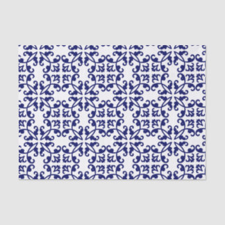Royal Blue and White Damask Pattern Tissue Paper