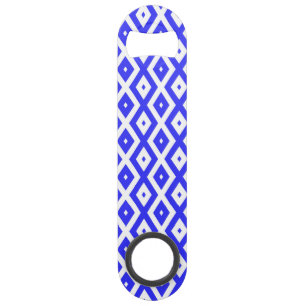 Royal blue and white diamond pattern bar key