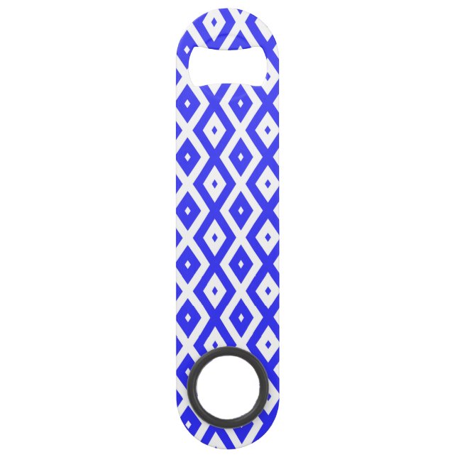 Royal blue and white diamond pattern bar key (Front)