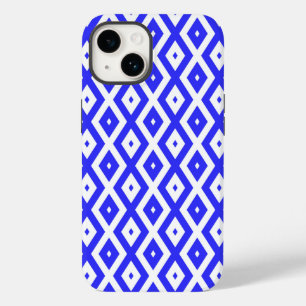 Royal blue and white diamond pattern Case-Mate iPhone 14 case