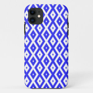 Royal blue and white diamond pattern iPhone 11 case