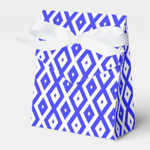 Royal blue and white diamond pattern favor box