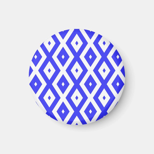 Royal blue and white diamond pattern magnet (Front)