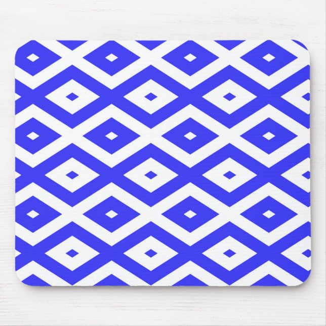Royal blue and white diamond pattern mouse pad (Front)
