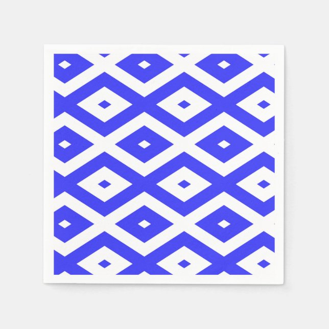 Royal blue and white diamond pattern napkin (Front)