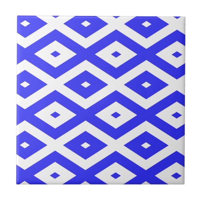 Royal blue and white diamond pattern tile (Front)