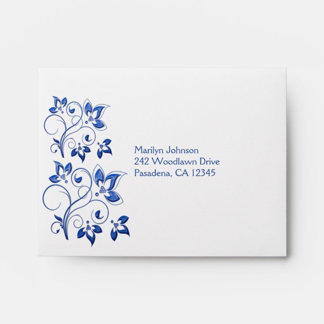 Royal Blue and White Envelope for RSVP Card (Front)
