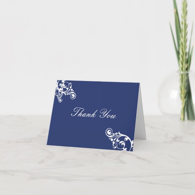Royal Blue and White Flouring Merci Note (Devant)