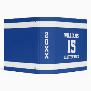 Royal Blue and White Football Player Binder