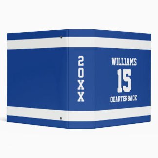 Royal Blue and White Football Player Binder