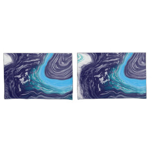 Royal Blue and White Marble Pillowcase