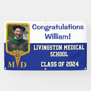 Royal Blue and White Medical School Graduation Banner