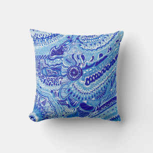 Royal Blue and White Ming style art Throw Pillow