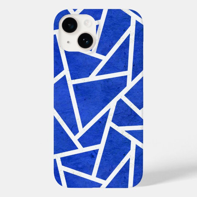 Royal blue and white mosaic pattern Case-Mate iPhone case (Back)
