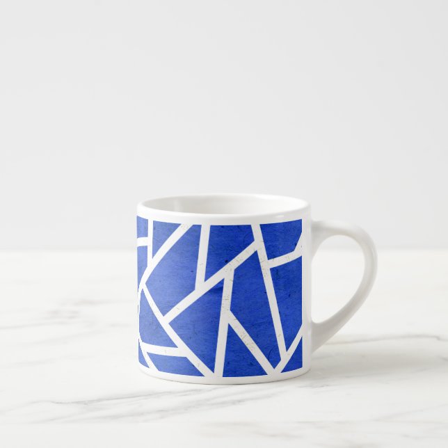 Royal blue and white mosaic pattern espresso cup (Right)
