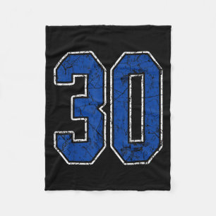 Royal Blue And White Number 30 Jersey Player Unifo Fleece Blanket