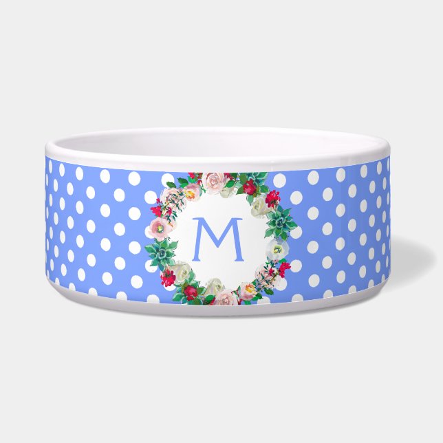 Royal Blue and White Polka Dots with Monogram Pet (Front)
