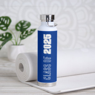 Royal Blue and White School Colours Class Year Water Bottle