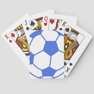 Royal Blue and White Soccer Ball Playing Cards