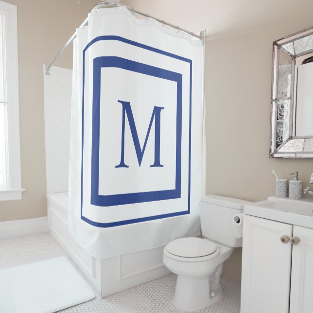 Royal blue and white  square border monogram (In Situ)