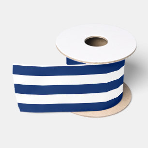 Royal Blue and White Stripes Satin Ribbon