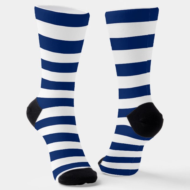 Royal Blue and White Stripes Socks (Angled)