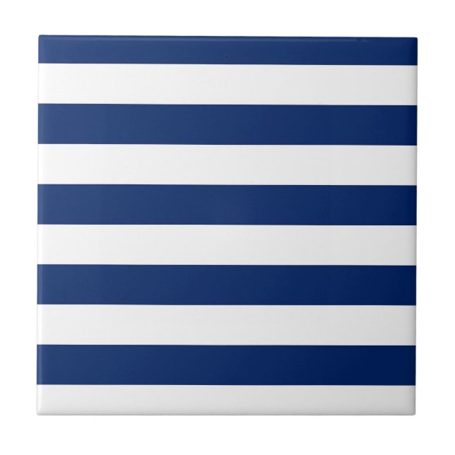 Royal Blue and White Stripes Tile (Front)