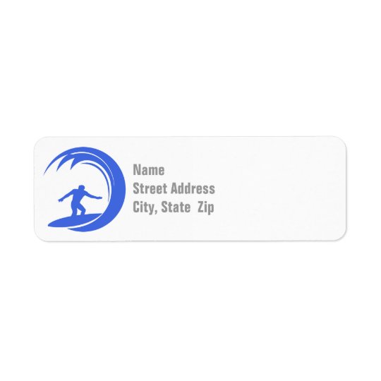Royal Blue and White Surfing Return Address Label
