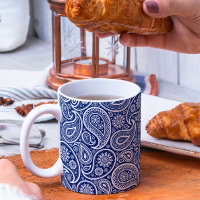 Royal Blue and white vintage paisley pattern