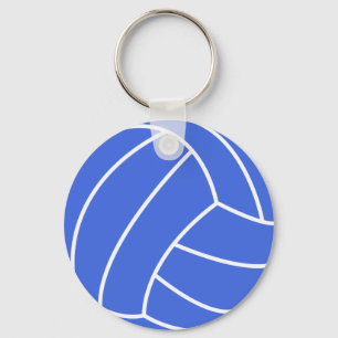 Royal Blue and White Volleyball Keychain