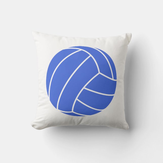 Royal Blue and White Volleyball Throw Pillow (Front)