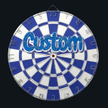 Royal Blue And White With Blue Custom Text Dartboard<br><div class="desc">Create your own Royal Blue And White With Blue Custom Text Dartboard! Personalize for any text you like!</div>
