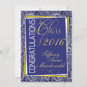 Royal Blue and Yellow 2016 Graduation Invitation