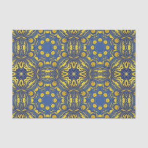 Royal Blue and Yellow Baroque Vintage Pattern Tissue Paper