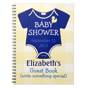 Royal Blue and Yellow Gingham Baby Shower Notebook