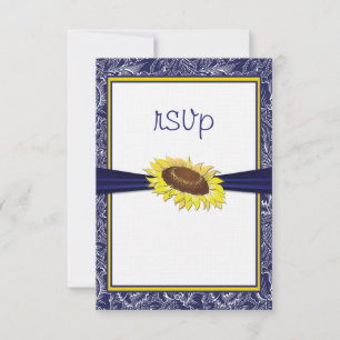 Royal Blue and Yellow Sunflowers Collection RSVP Card