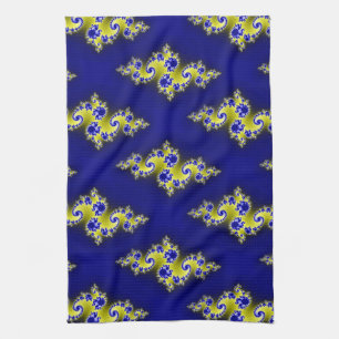 Royal Blue and Yellow Swirls Kitchen Towel
