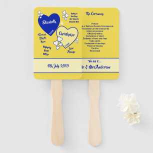Royal blue and yellow Wedding Hand Fan